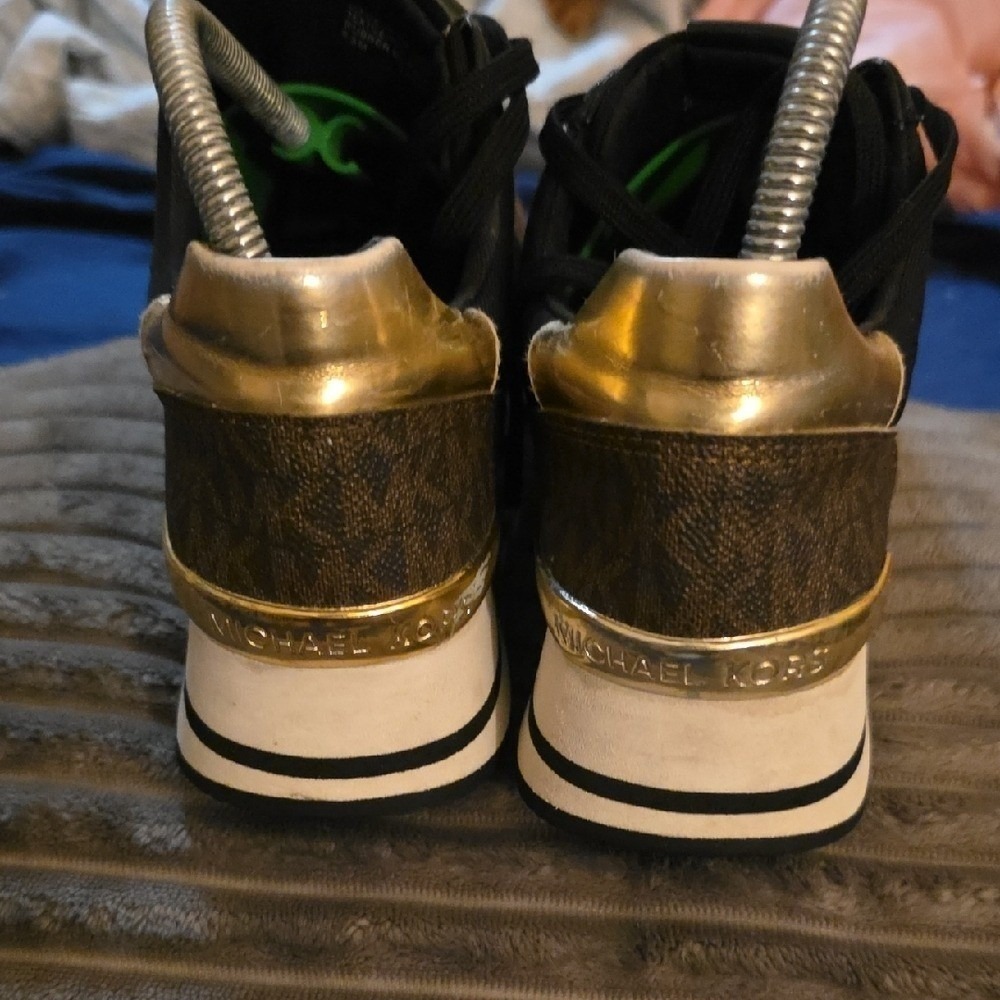 Michael Kors Black and Brown Logo Accent Sneakers - Picture 3 of 6